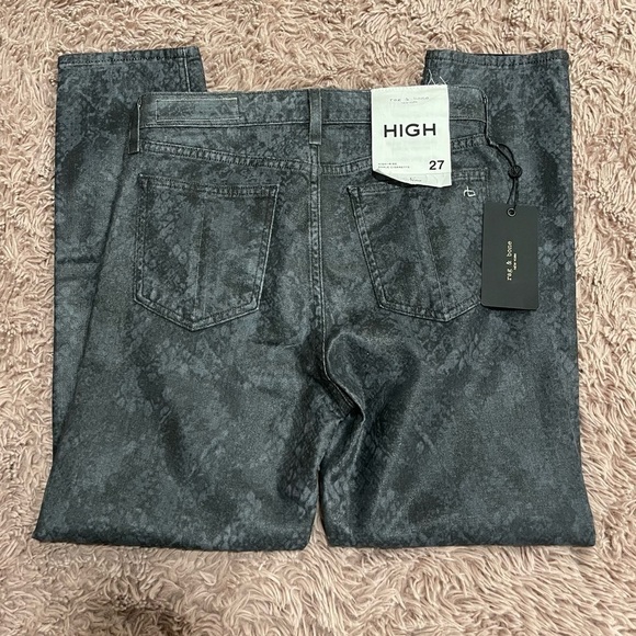 RAG & Bone Women Nina High Rise Cigarette Jeans in Black Snake Print - Picture 5 of 11